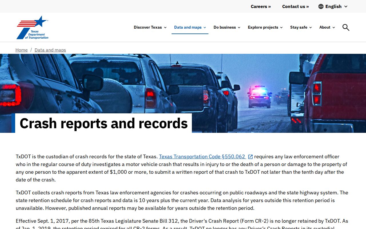 Comal County arrest and crash records through TxDOT