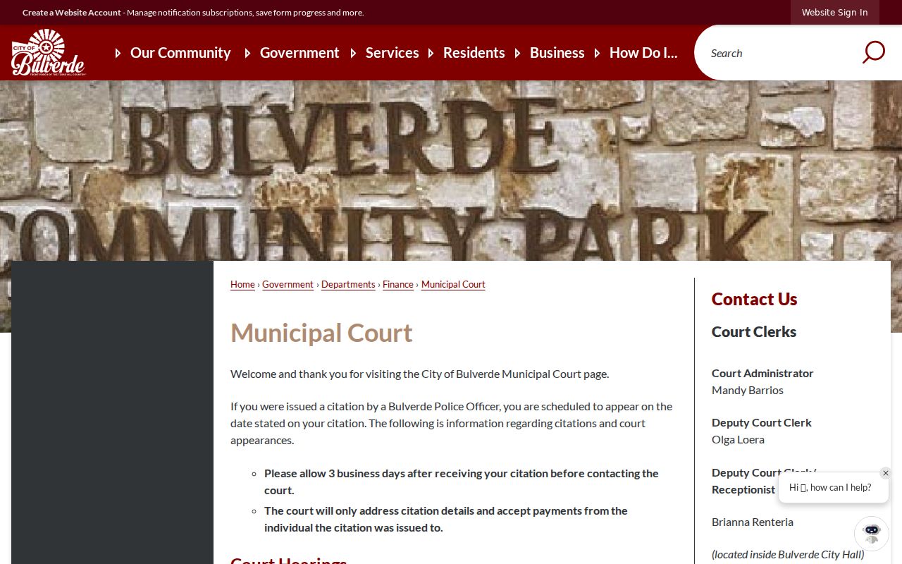 Bulverde Municipal Court status and warrant payment search