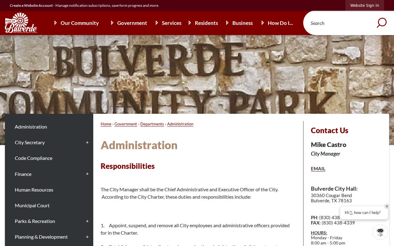 Bulverde Police Department criminal record contact page and building