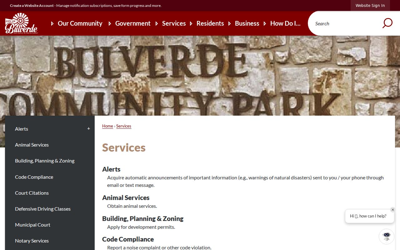 Bulverde public records and city services route at Cougar Bend