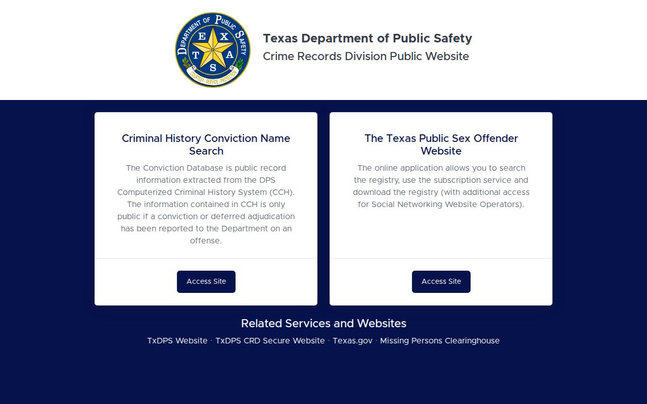 Comal County criminal history Texas DPS public portal