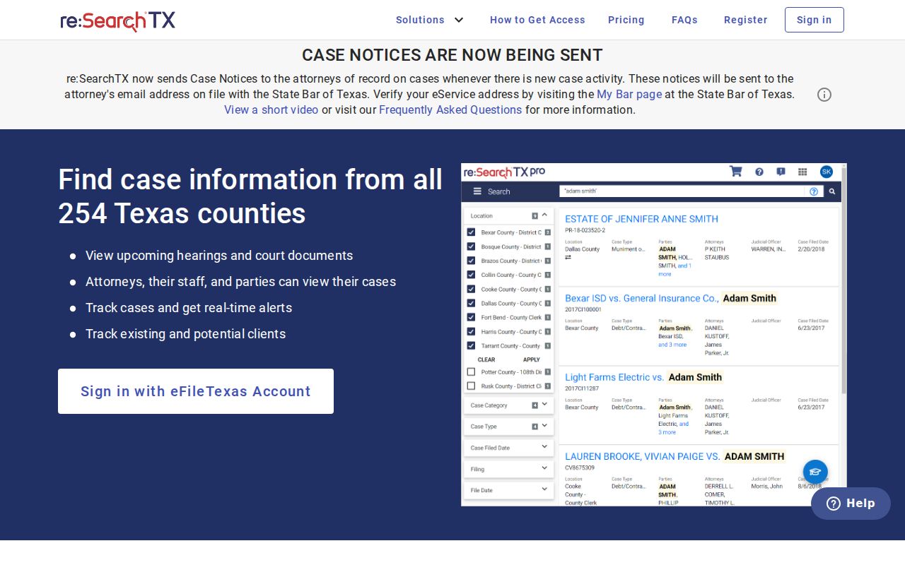 Comal County criminal court case search in re:SearchTX